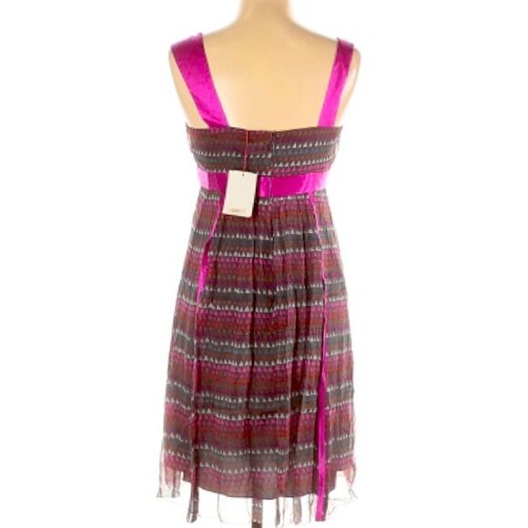 Saja 100% Silk Sleeveless Pink Brown Dress Size 8 - Picture 2 of 12